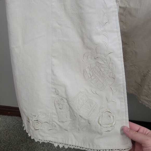 Cream Long Coat with Embroidered Details - Picture 6 of 16